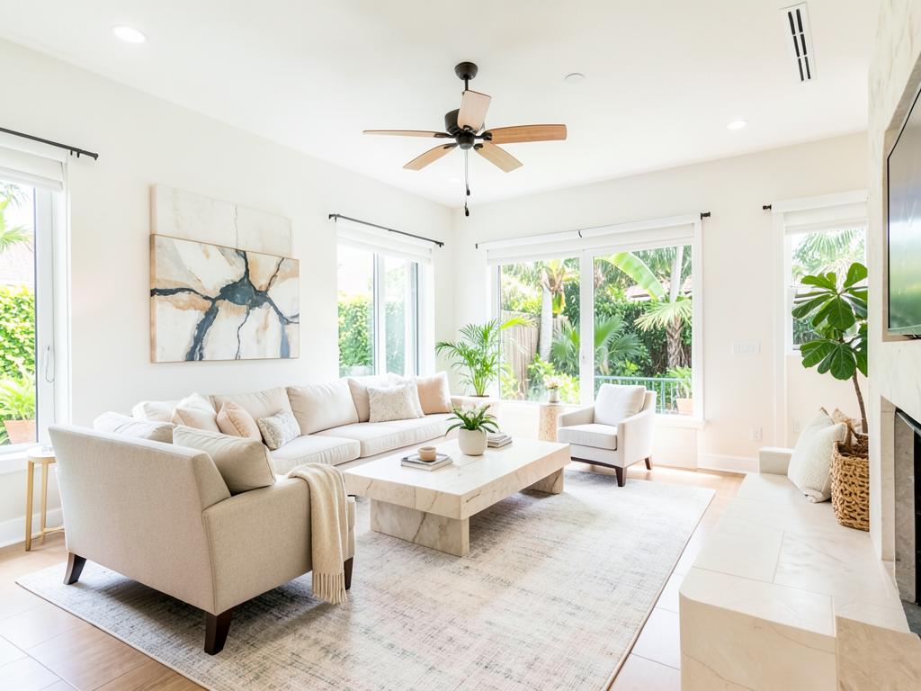 Bright, freshly cleaned Florida home interior